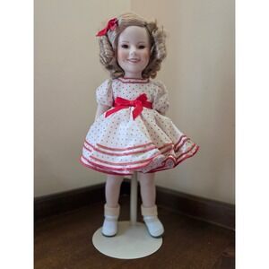 Vtg 1986 Danbury Mint Shirley Temple Stand Up and Cheer 14" Porcelain Doll Stand